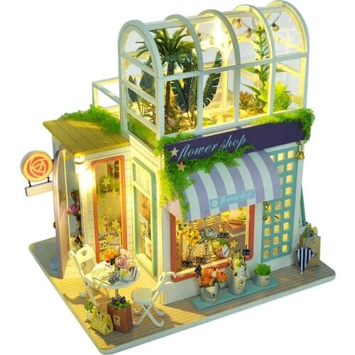 Doll House Furniture Wooden Miniature DIY Kit with Dust Cover Music Box Assemble Crafts Toy Best Birthday Gift For Children Girl