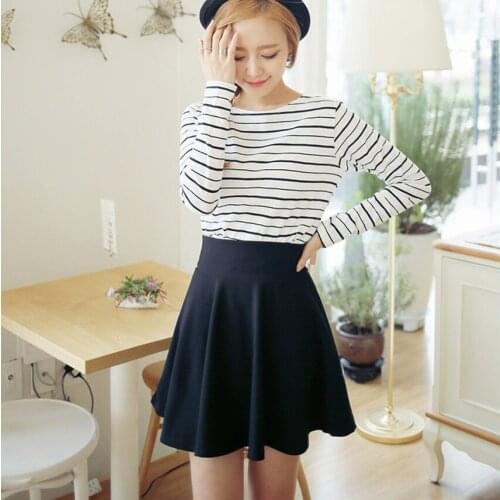High waist mini pleated skirts for girls womens 2016 spring summer plus size skater black trumpet Fashion female mini Skirt