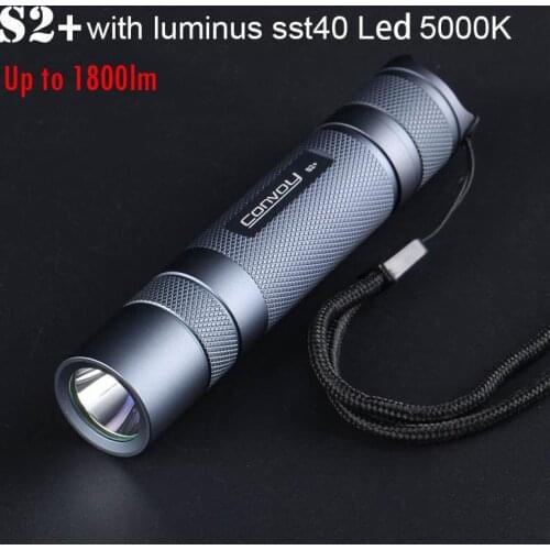 Powerful LED Flashlight Convoy S2+ SST40 5000K Lanterna LED Torch 4 Modes Lantern 1800lm Zaklamp Bicycle Camping Work Lamp