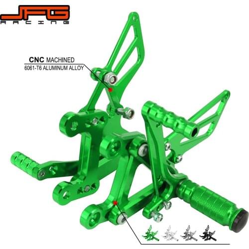 Motorcycle Aluminum CNC Adjustable Footpegs Foot Pegs Pedals Rest Rearset For KAWASAKI Ninja ZX6R ZX-6R ZX 6R ZX636 2003 2004