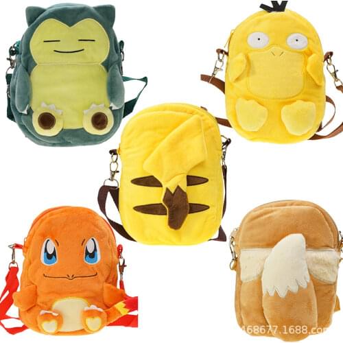 Pokemon cartoon Pikachu wallet bag touch screen mobile phone bag multifunctional plush messenger bag childrens school bag gift