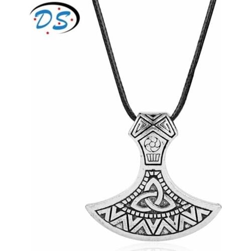 Mens Vintage Jewelry Chandler Odin 's Symbol Of Norse Viking Mammen Axe Pendant Necklace Rope Chain Man Jewelry