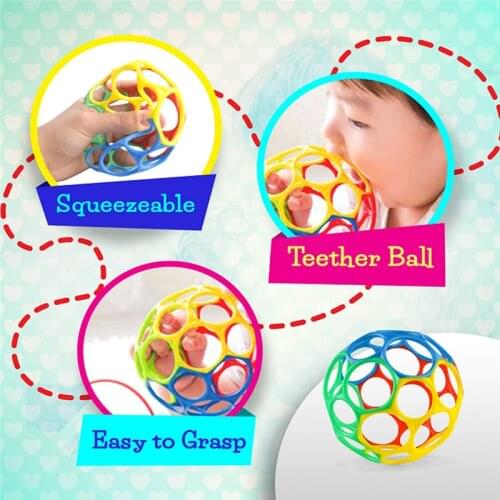 Aobo Ball With Bell Baby Bites Hand Colorful Catch The Plastic Hole Ball Removable Rattle Creative Infant Interactive Game Toy