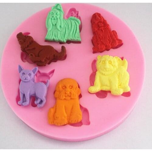 The dog set cake molds soap chocolate mould for the kitchen baking FM098