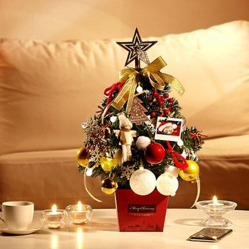 Christmas Tree Mini Home Desktop Decoration With Light Golden DIY Christmas Day Party Supplies Accessories New 15 Lamp Holder