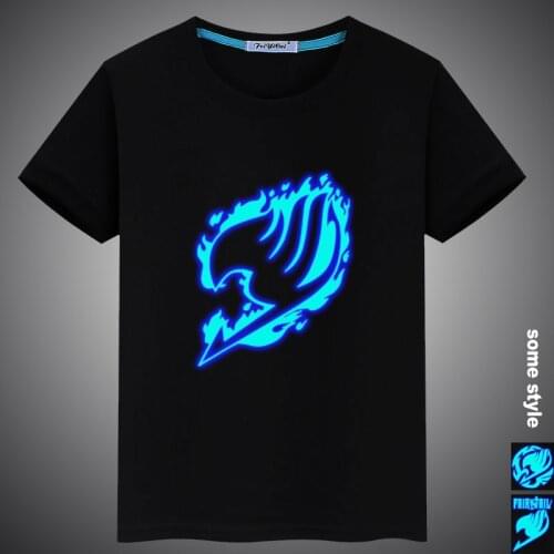 New Summer Luminous Fluorescent Fairy Tail Printed Casual Kids Girls Boys Cotton T Shirt Tops Tees Men Women Family T-shirt