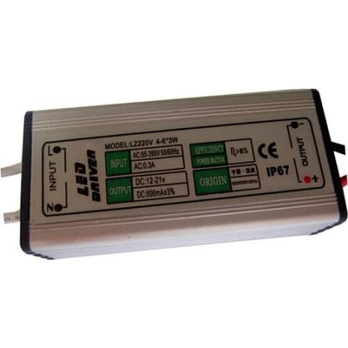 New arrival (4-6)x3w constant current 600ma waterproof IP66 12-21 V Output led driver
