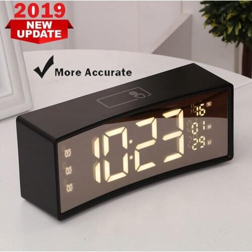 NEW 3D Curved Surface Screen Floating Font Desktop Clock LED Digital Smart Alarm Clock Table Clock Snooze Large Display