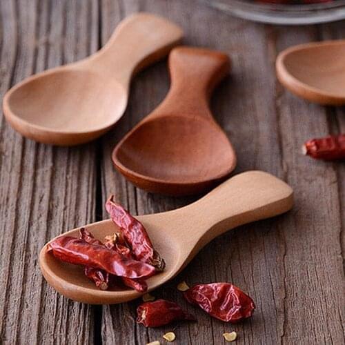 Wholesale 100PCS Mini Wooden Spoon Kitchen Spice Spoon Wood Sugar Tea Coffee Scoop Short Condiment Spoons Wooden Utensils GF101
