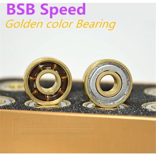 16PCS BSB Golden Color High Speed Precise Skating Bearing, Gold Roller Skates Bearings, Skate Chrome Steel 608 8*22*7mm