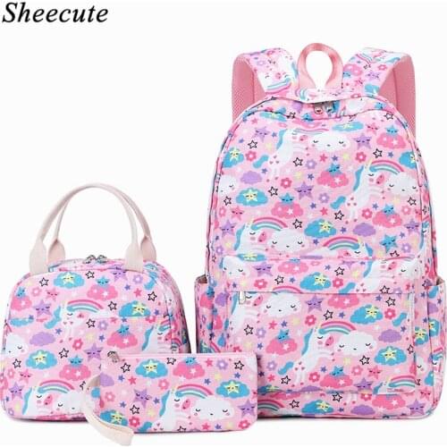 2021 New Unicorn Backpack Girls School Bags Cute Lightweight Children School Backpack Female Large-capacity Travel Backpacks