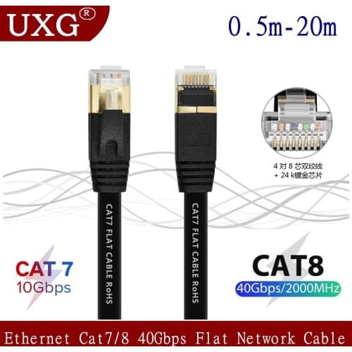 Cat 8 Ethernet Cable Network Cable High Speed 40Gbps SFTP Wire Internet Patch Cable with RJ45 Connector for Router Modem 1m-20m
