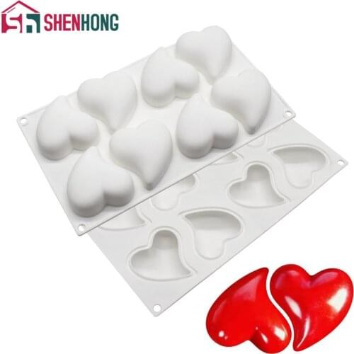SHENHONG Anniversary Party Pastry Baking Tools Heart-Shape Silicone Cake Molds Valentines Day Mousse Moulds Dessert Bakeware