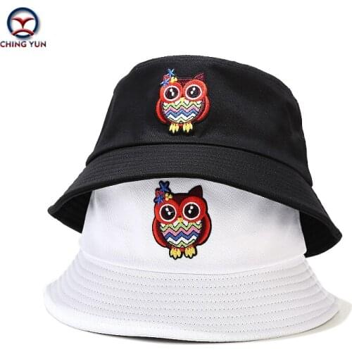 New Hat spring and summer Cartoon owl pattern Embroidered beach fisherman hat sunscreen outing men and women casual sunshade hat
