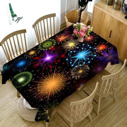 3D Tablecloth Christmas Color Line Gorgeous Fireworks Washable Cloth Thicken Rectangular and Round Table Cloth for Wedding