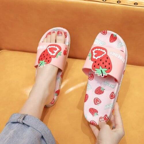 Women Summer Slippers Cute Fruit Strawberry Orange Slides Indoor and Outdoor Casual Shoes Ladies Flip Flops Beach Slide Sandals