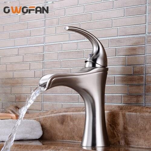 Modern Style Basin Faucets Bathroom Faucet Deck Mounted Waterfall Single Hole Mixer Taps Both Cold and Hot Water Tap S79-407