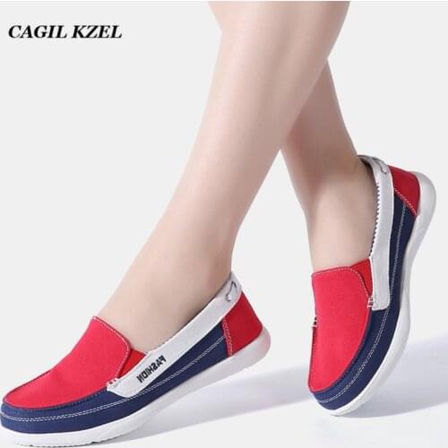CAGILKZEL Canvas Women Shoes Ladies Casual shoes Slip On Woman Boat loafers Womens Flats Shoes tenis feminino zapatos de mujer