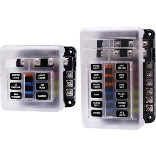 Universal For Auto Car Marine Light 12V 32V With LED Indicator Plastic Cover 6/12 Ways M5 Stud Fuse Box Holder Blade Fuse Block