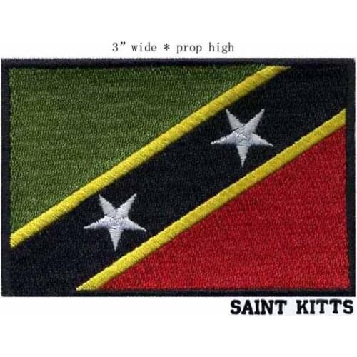 SAINT KITTS Embroidered flag patch 3"wide black border high quality applique sewing