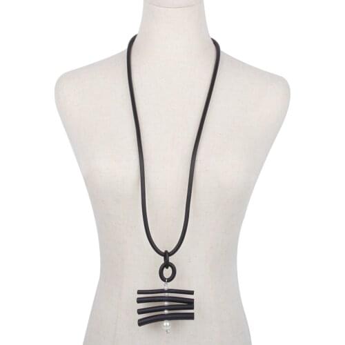 YD&YDBZ DIY Design Rubber Stripe Long Necklaces For Women Trendy Pearl Pendant Necklace Luxurious Neck Jewlery Festival Gifts