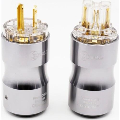 1 pair Transparent HiFi Audio Grade Gold plated US AC Power Plug Connector extension adapter