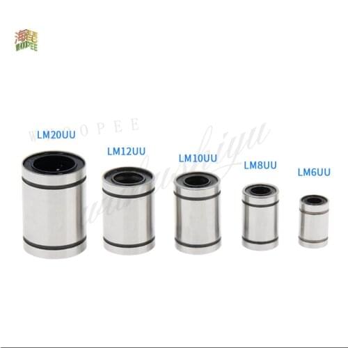 1Pcs LM6UU LM8UU LM10UU LM12UU LM20UU Linear Ball Bearings 6mm 8mm 10mm 12mm 20mm Part Bush Bushing Steel for 3D Printers Parts