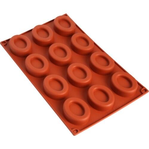12 Cavity Donut Mould Oval Savarin Soap Mold Silicone Cake Baking Mold DIY Homemade Fondant Decoration Molds Kitchen Tools
