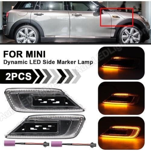 2Pcs For Mini Cooper F54 Clubman 2015 2016 2017 2018 2019 2020 Dynamic Sequential LED Side Fender Marker Light Lamp Indicator