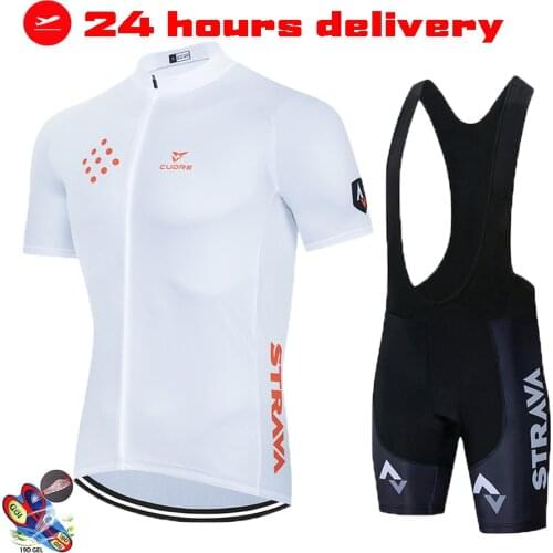 2021 Team STRAVA Cycling Jersey Set Summer Men Racing Sports Bike Jersey MTB Road Bike Shorts Suit Maillot Ciclismo Hombre