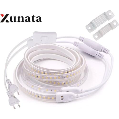 220V 2835 LED Strip Waterproof High Brightness Warm / White 60LEDs/m 120LEDs/m Ribbon Tape Flexible LED Strip Light Lamp Outdoor