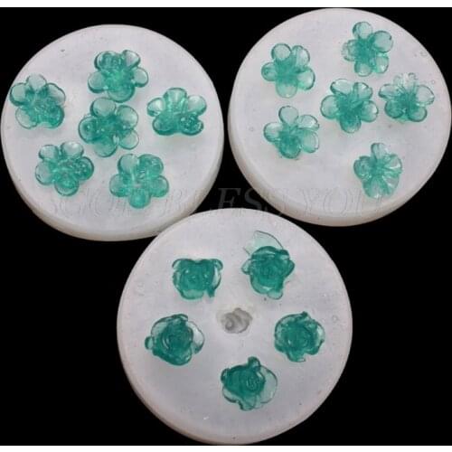 3 Styles Cute 3D Rose Flower Resin Casting Mold Cherry Floral Pendant Epoxy Resin Molds Flower Jewelry Making Craft Tool