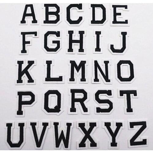 5pc Black Letter Embroidery Iron on Name Patch Alphabet Clothes Diy Stickers 26 Letters Sew on Kids Dress Decoration Appliques