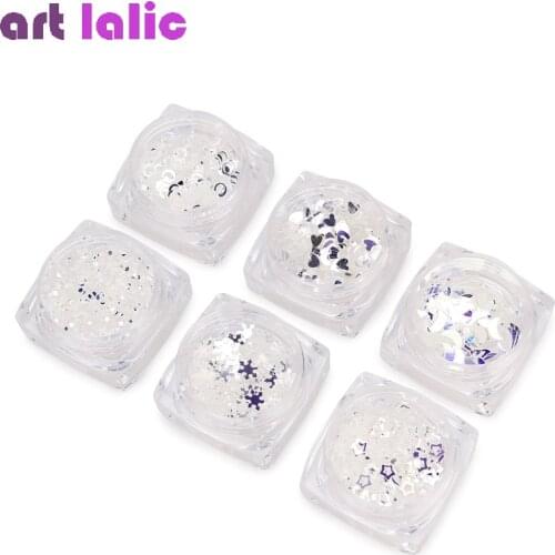 6 Box/set Nail Art Mermaid Glitter Flakes Sparkly 3D Star Moon Holographic Sequins Spangles Polish Manicure Nails Decoration