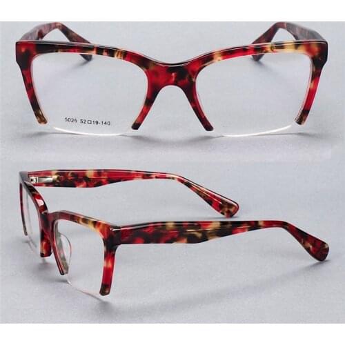 Acetate Square Glasses Frame Retro Half Rim Prescription Lens Optical Eyewear Brand Designer Anti-fatigue Reading Eyeglasses