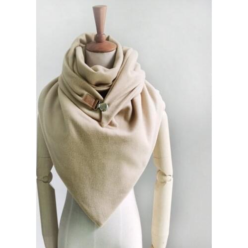 Big size Women Winter solid Scarf Designer Wraps loop Metal button Soft Wrap Casual Warm blanket Scarves Ring tube Shawls