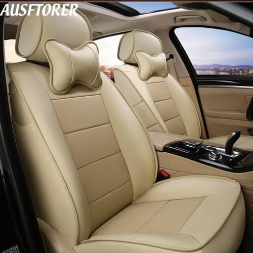AUSFTORER Custom Genuine Leather Seat Covers for Porsche Cayenne 2016 2017 Car Seat Cover Cushion Supports Interior Accessories