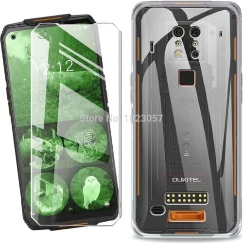 For Oukitel WP7 Case For Oukitel WP7 Black Soft Case with Black Full Tempered Glass For Oukitel WP7 Case