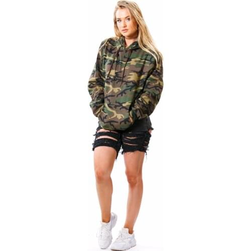 Doyerl Camouflage Print Hooded Sweatshirts Women Autumn Winter Long Sleeve Loose Pullover Hoodies Tracksuit with Pocket Female