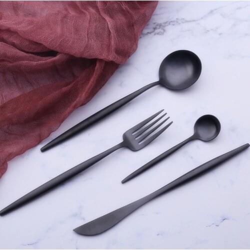 Hot Sale 4 Pcs Tungsten color european Dinnerware knife 304 Stainless Steel Western Cutlery Kitchen Food Tableware Dinner Set