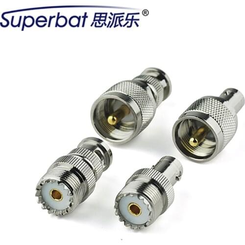Superbat 4pcs/kit BNC-UHF Adapter Kit BNC to UHF 4 Type RF Coaxial Connector Kit Coaxial Adapters Straight Nickel Plated