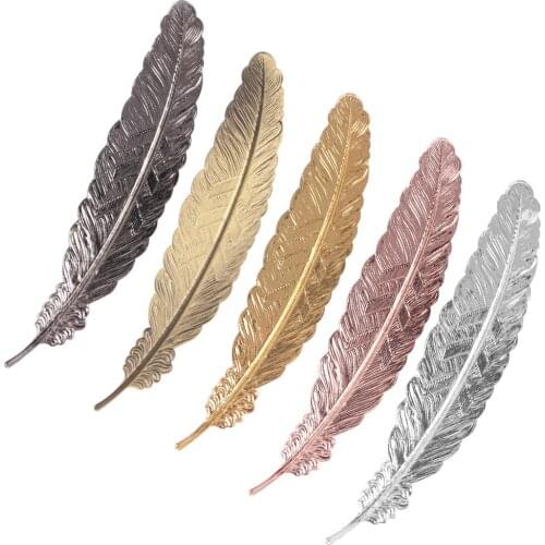 Creative Retro Feather Shaped Metal Bookmark Page Marker For Books Office School