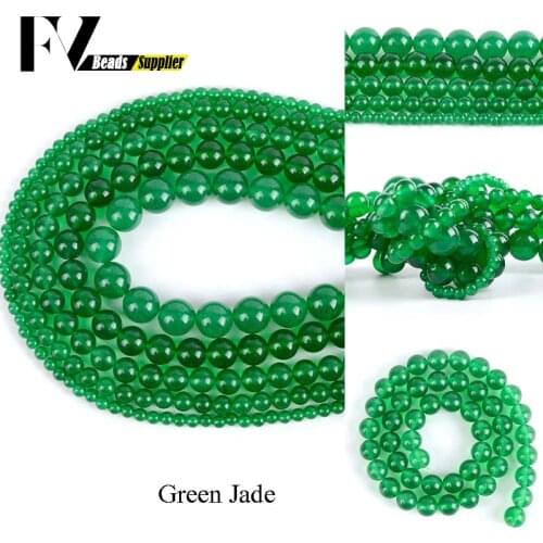 Natural Stone Green Jades Round Beads for Jewelry Making 4 6 8 10 12mm Gem Beads diy Handicraft Accessories Wholesale 15inches