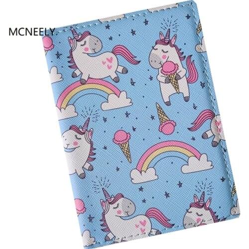 Cute Blue Cartoon Travel Passport Cover Wallet Unisex Business Credit Card Air Ticket Wallet Organizer Drop Shipping gift