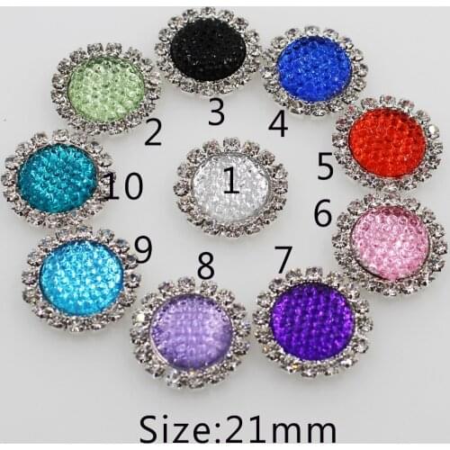 Fashion 10Pcs 21mm Round colorful lmitation pearl Rhinestone button Wedding Decoration apparel hair flower center scrapbooking