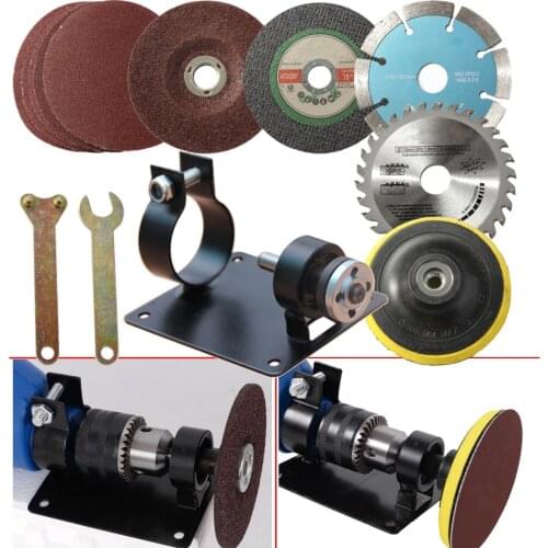 14PCS/Set Electric Hand Drill Cutting Polishing Grinding Seat Stand Holder Set Machine Bracket Rod Bar+ Polished Pads Wrench