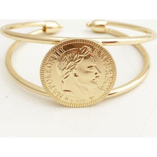 New Multiple Arab Metal Coin Bracelet for Women Men Gold Color Middle Eastern People Bangle Jewelry Europe African Lucky Gift