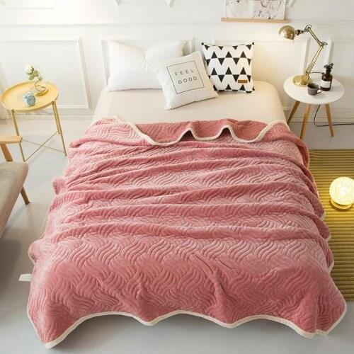 Solid Color Compound Blanket American Style Simple Cotton Double Layer Fleece Blanket Bed Cover Mattress Blanket