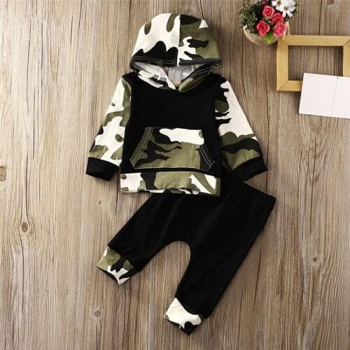 Autumn 2019 Hot Selling Baby Boy Girl Clothes Fashion Camo Print Hoodies Top+Pants 2Pcs/Set Newborn Toddler Baby Clothing Set
