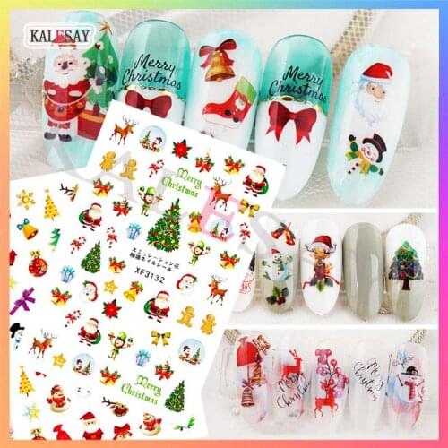 Merry Christmas Tree Nail Sticker Art Decoration Snowman Nail Decal for Manicure Gift Sticker for Nails Design Father Christmas